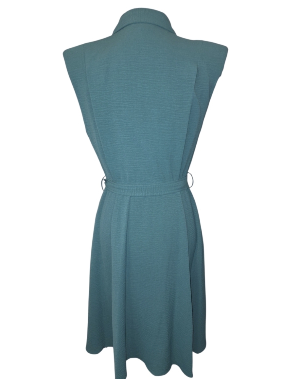 Calvin Klein Women's Teal Green Button Front Textured Cap Sleeve Dress 8 NWT - Picture 2 of 13